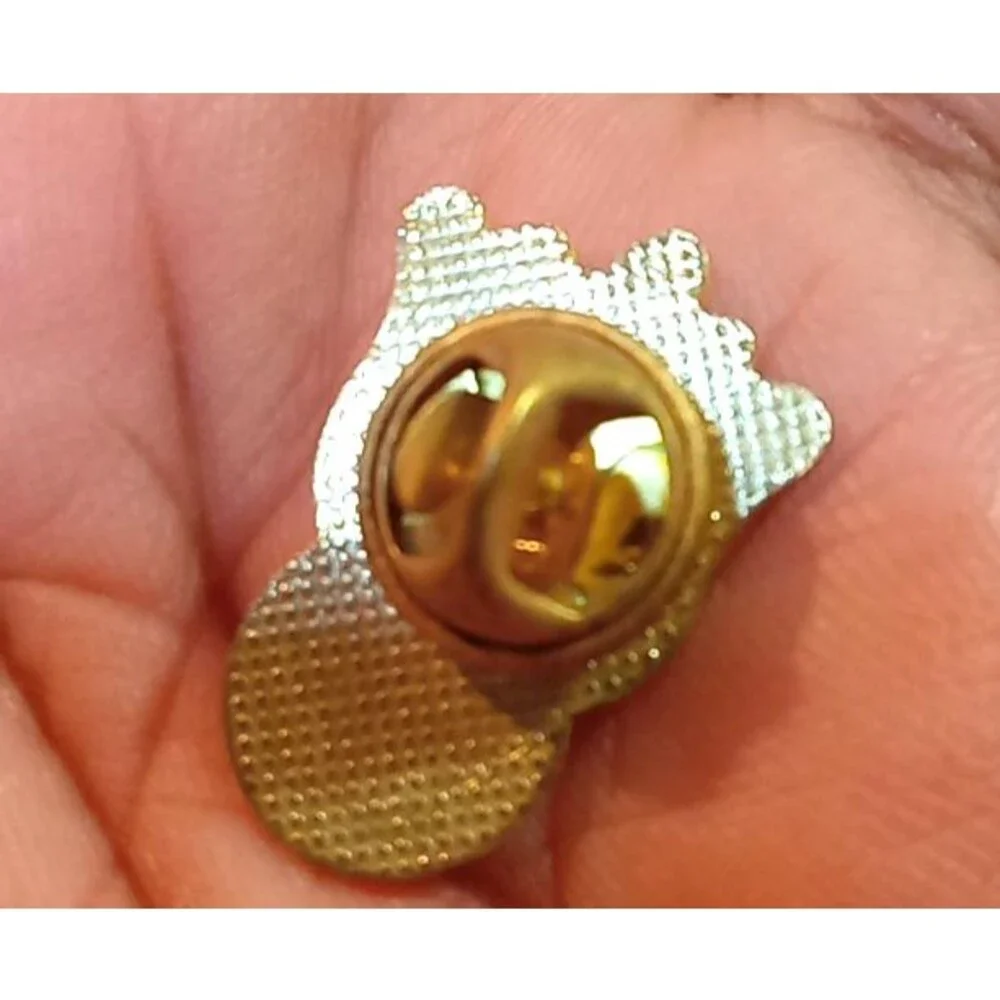 Bowling Pin and Ball Pinback Button Lapel Enamel Gold Tone